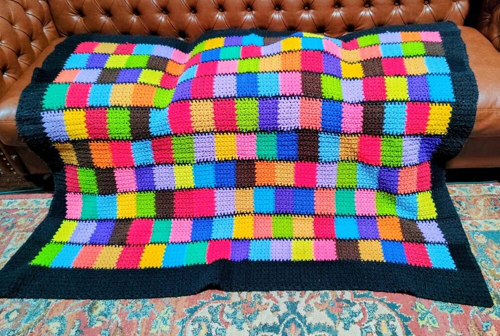 Vintage Handmade Crochet Blanket Afghan 60" X 48"